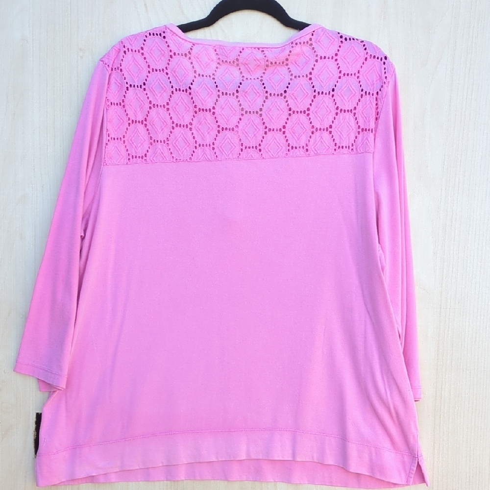 Pink Lace Detail Women's Top - Picture 5 of 9